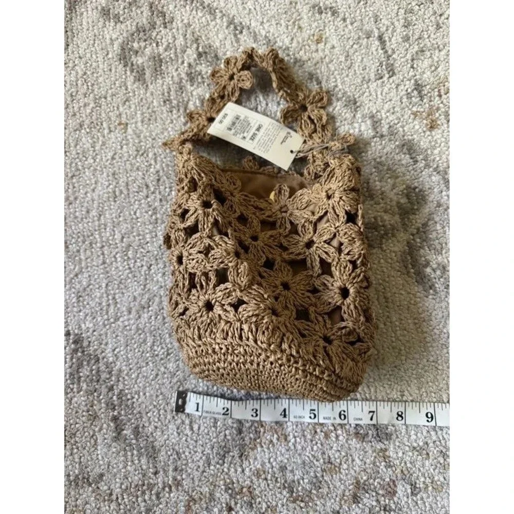A New Day straw mini floral bucket bag